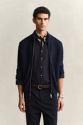 EVENING BLUE, COTTON TEXTURE ZIPPED CARDIGAN, FRONT-VIEW BY GANT AU.