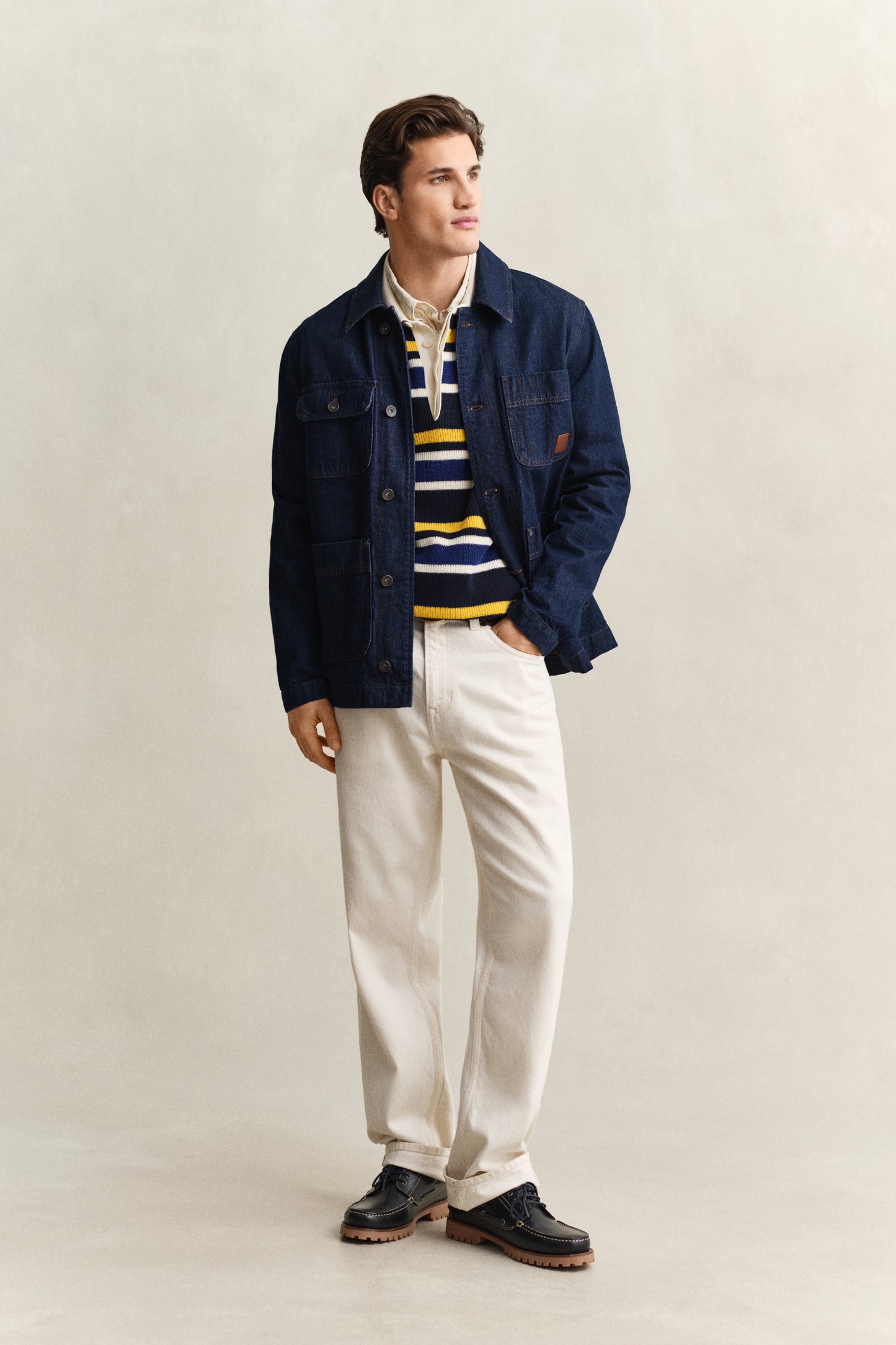 EVENING BLUE, STRIPED COTTON RIB POLO BY GANT AU.