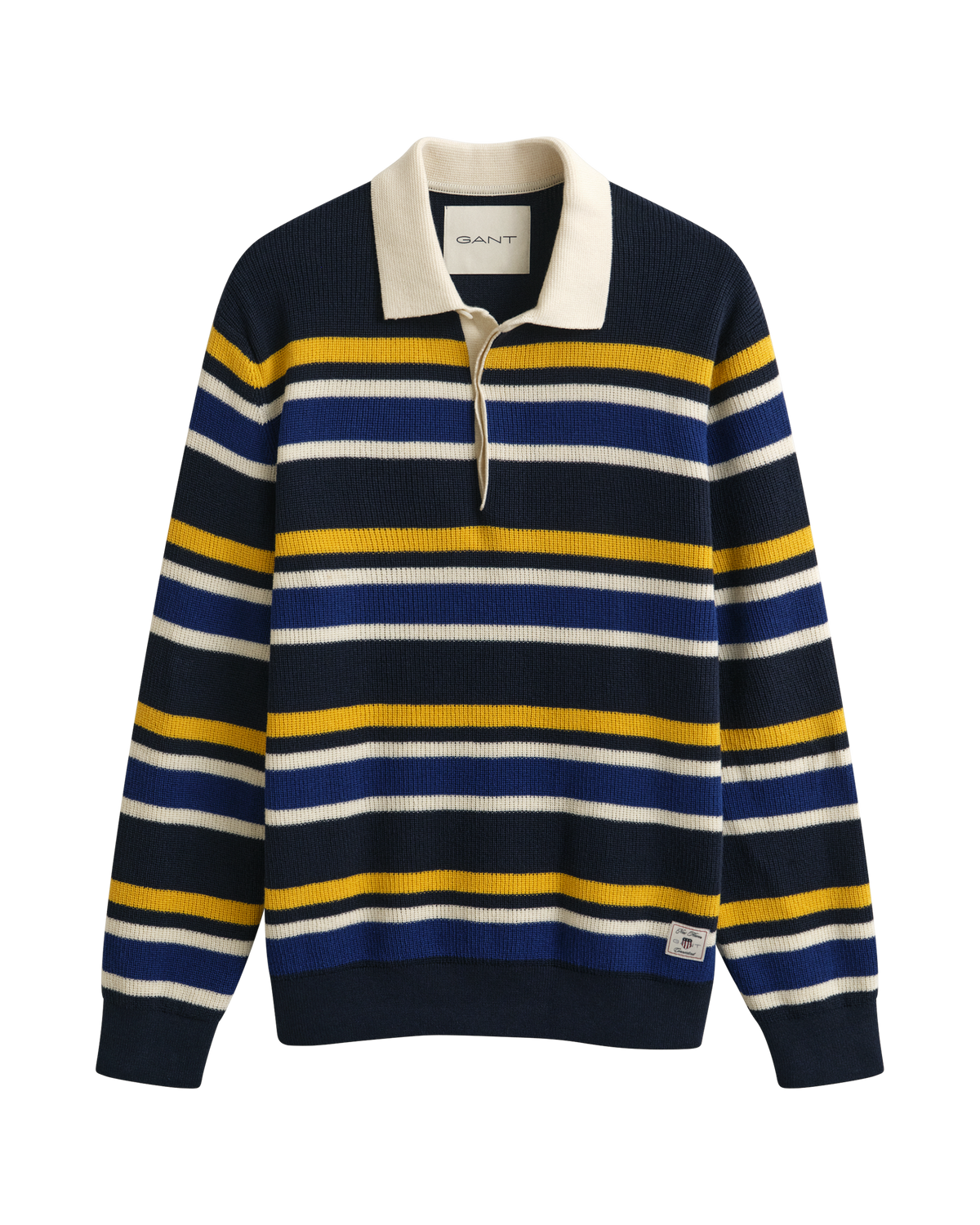 Striped Rib Polo Sweater