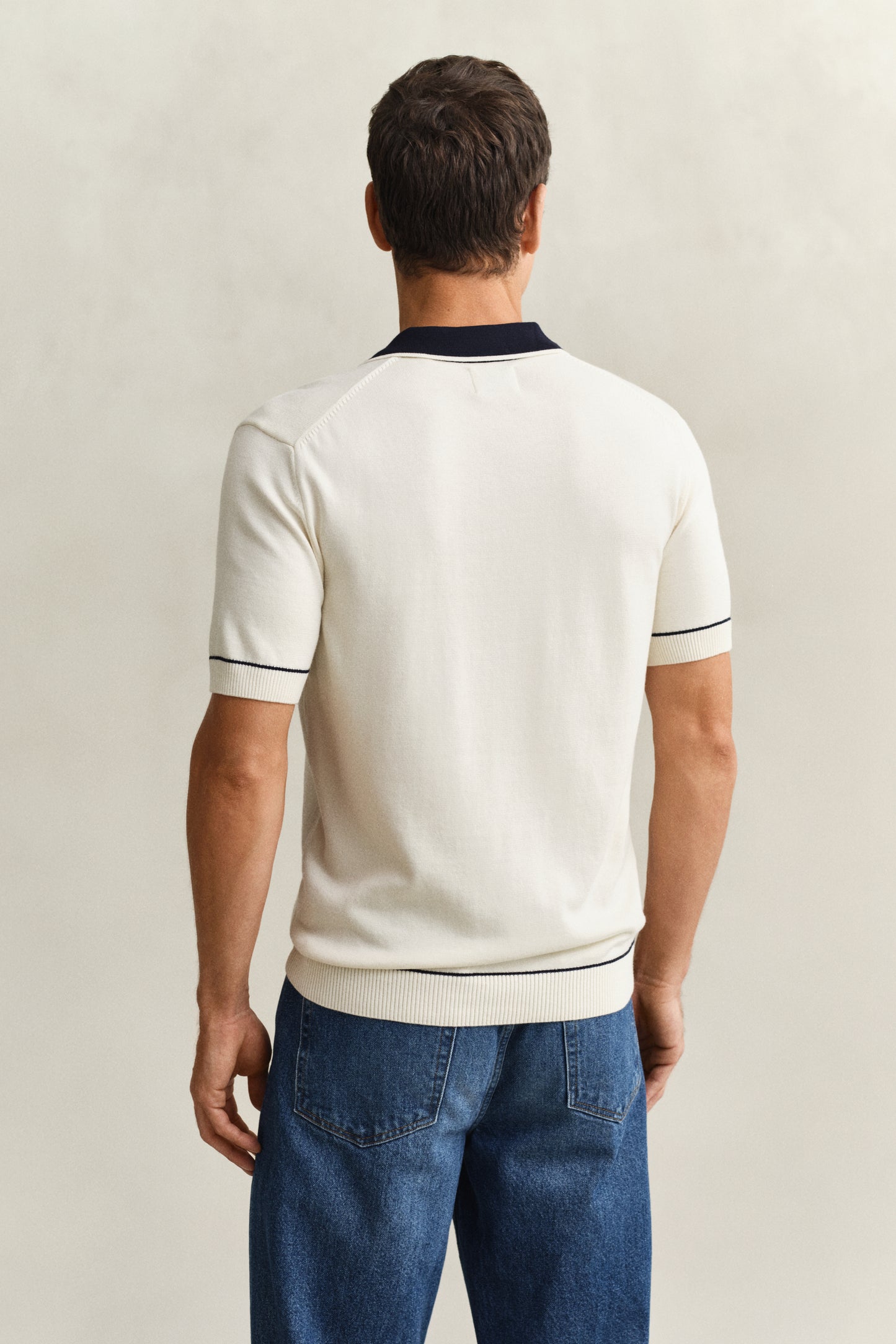 CREAM, COTTON MODAL POLO, BACK-VIEW BY GANT AU.