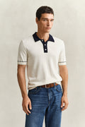 CREAM, COTTON MODAL POLO, FRONT-VIEW BY GANT AU.
