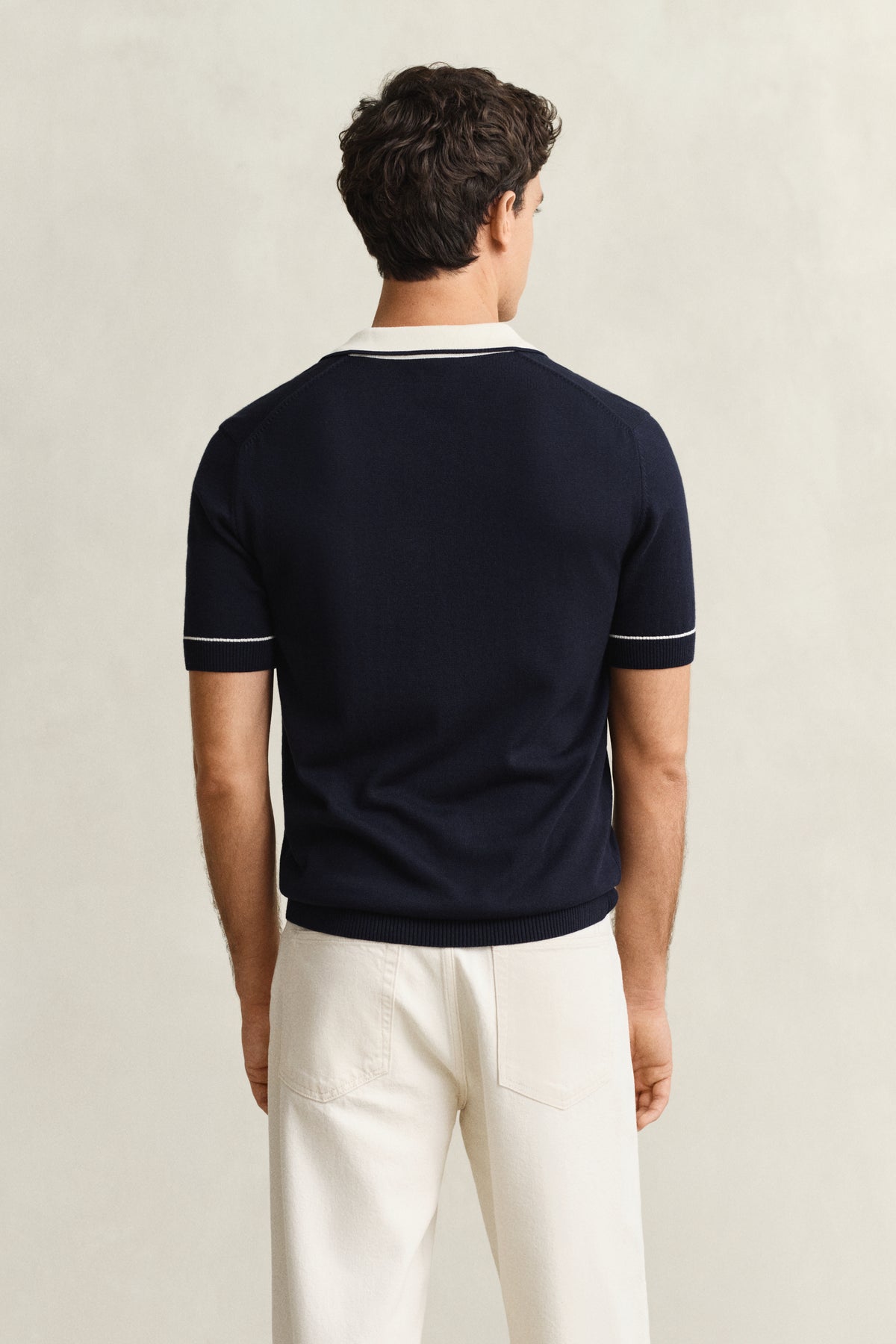 EVENING BLUE, COTTON MODAL POLO, BACK-VIEW BY GANT AU.