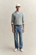 CERAMIC GREY, CLASSIC COTTON V-NECK BY GANT AU.
