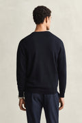 EVENING BLUE, CLASSIC COTTON V-NECK, BACK-VIEW BY GANT AU.