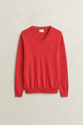 ROSE RED, CLASSIC COTTON V-NECK, FLAT-LAY BY GANT AU.