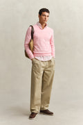PINK BLUSH MELANGE, CLASSIC COTTON V-NECK BY GANT AU.