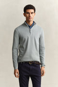 CERAMIC GREY, CLASSIC COTTON HALF ZIP, FRONT-VIEW BY GANT AU.