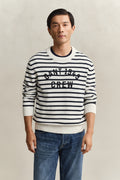 EGGSHELL, BRETON STRIPE GRAPHIC C-NECK, FRONT-VIEW BY GANT AU.