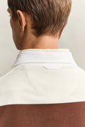 CREAM, BARSTRIPED COTTON POLO, CLOSE-UP BY GANT AU.