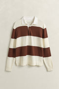 CREAM, BARSTRIPED COTTON POLO, FLAT-LAY BY GANT AU.