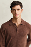 HAZELNUT MELANGE, SLUB COTTON LINEN POLO, CLOSE-UP BY GANT AU.