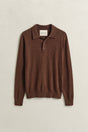 Slub Cotton Blend Polo Sweater