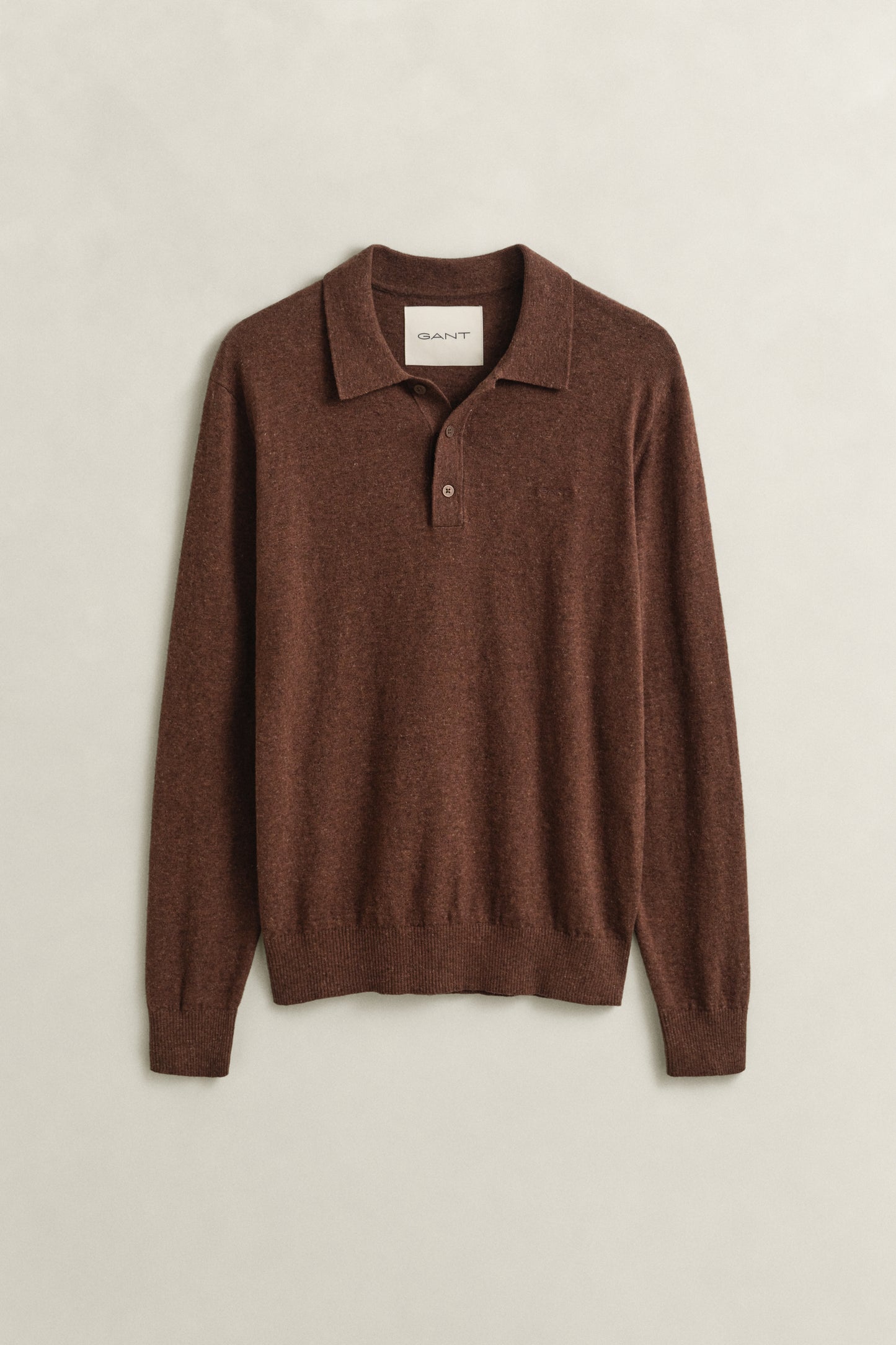 HAZELNUT MELANGE, SLUB COTTON LINEN POLO, FLAT-LAY BY GANT AU.