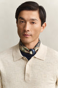 MODEL WEARING SLUB COTTON LINEN POLO