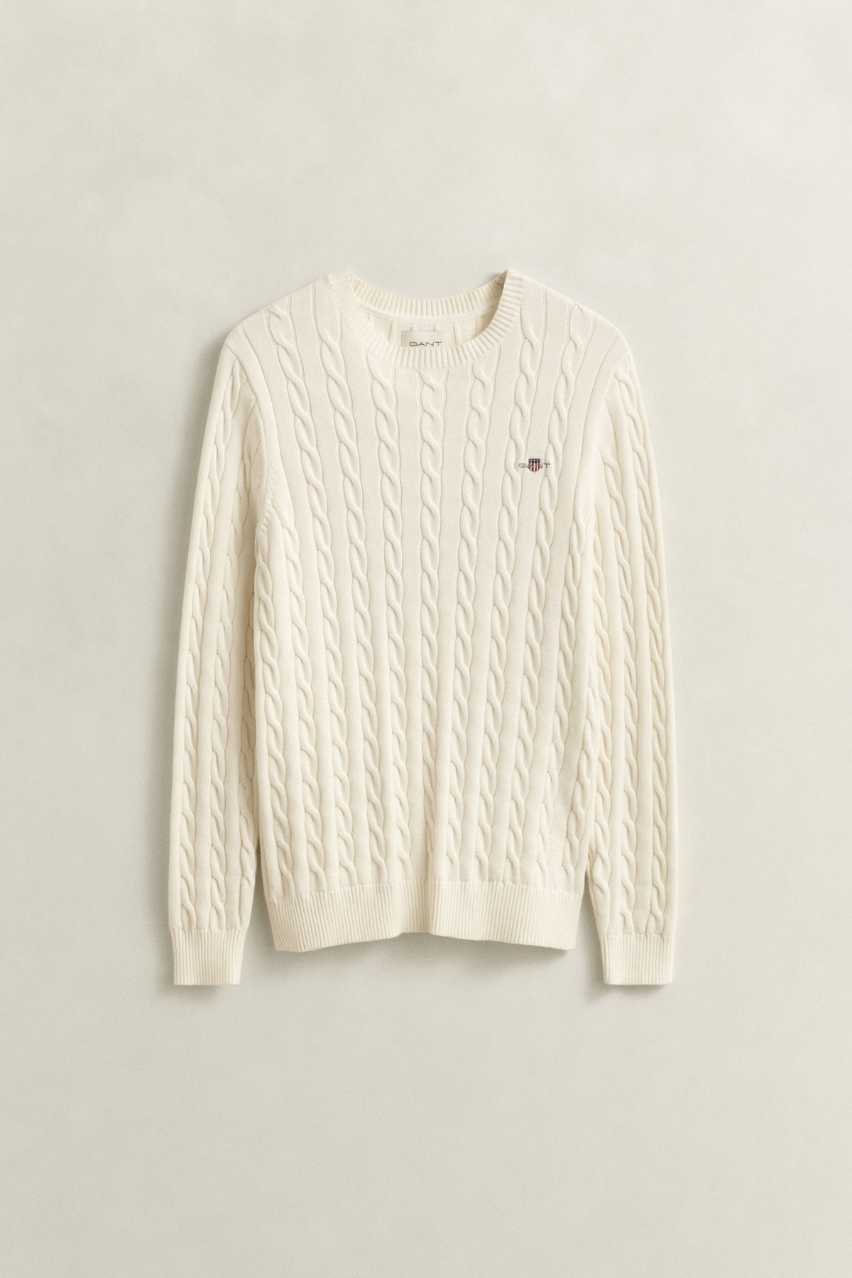 CREAM, Classic Cable Knit Sweater, FRONT-VIEW BY GANT AU.