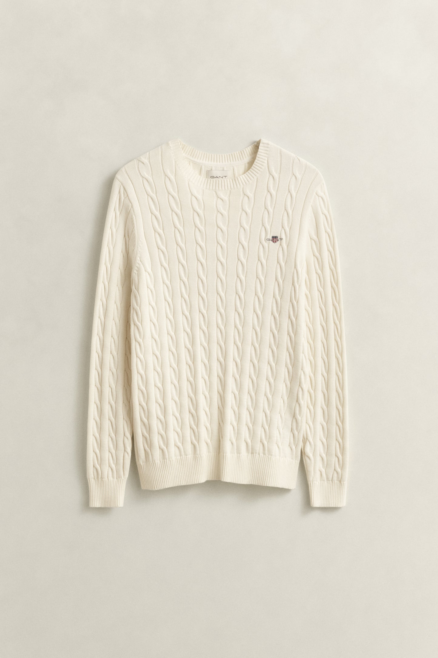 CREAM, Classic Cable Knit Sweater, FRONT-VIEW BY GANT AU.