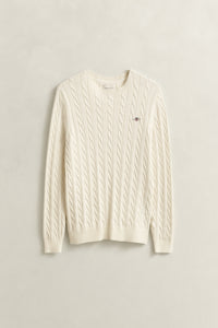 CREAM, Classic Cable Knit Sweater, FRONT-VIEW BY GANT AU.