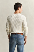 CREAM, Classic Cable Knit Sweater, BACK-VIEW BY GANT AU.