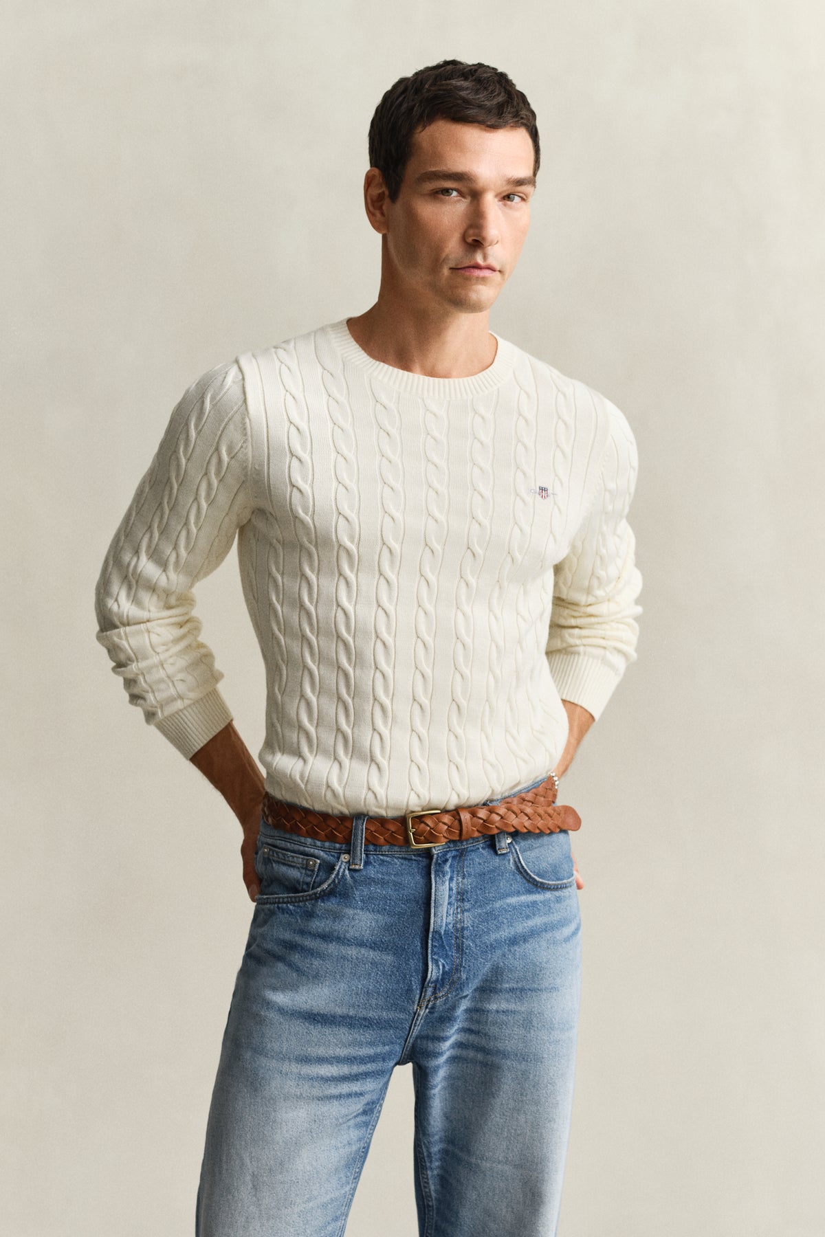 CREAM, Classic Cable Knit Sweater BY GANT AU.