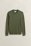 DRY HERB GREEN, Classic Cable Knit Sweater, FLAT-LAY BY GANT AU.