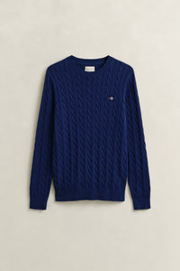 RICH NAVY, Classic Cable Knit Sweater, FLAT-LAY BY GANT AU.
