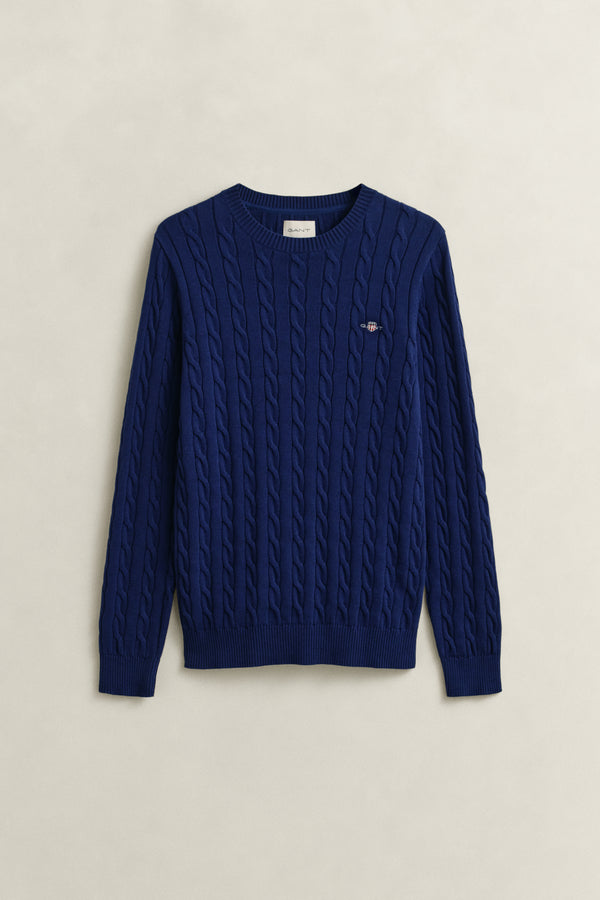 Cotton Cable Knit Crew Neck Sweater