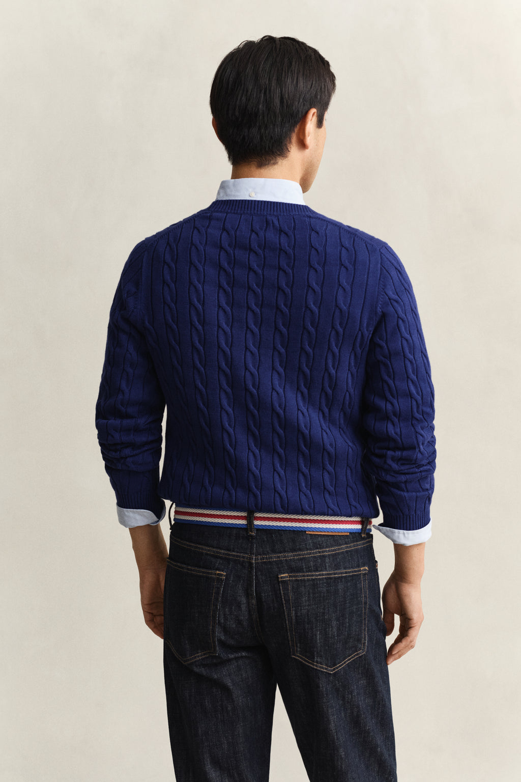 RICH NAVY, Classic Cable Knit Sweater, BACK-VIEW BY GANT AU.