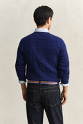 RICH NAVY, COTTON CABLE C-NECK, BACK-VIEW BY GANT AU.