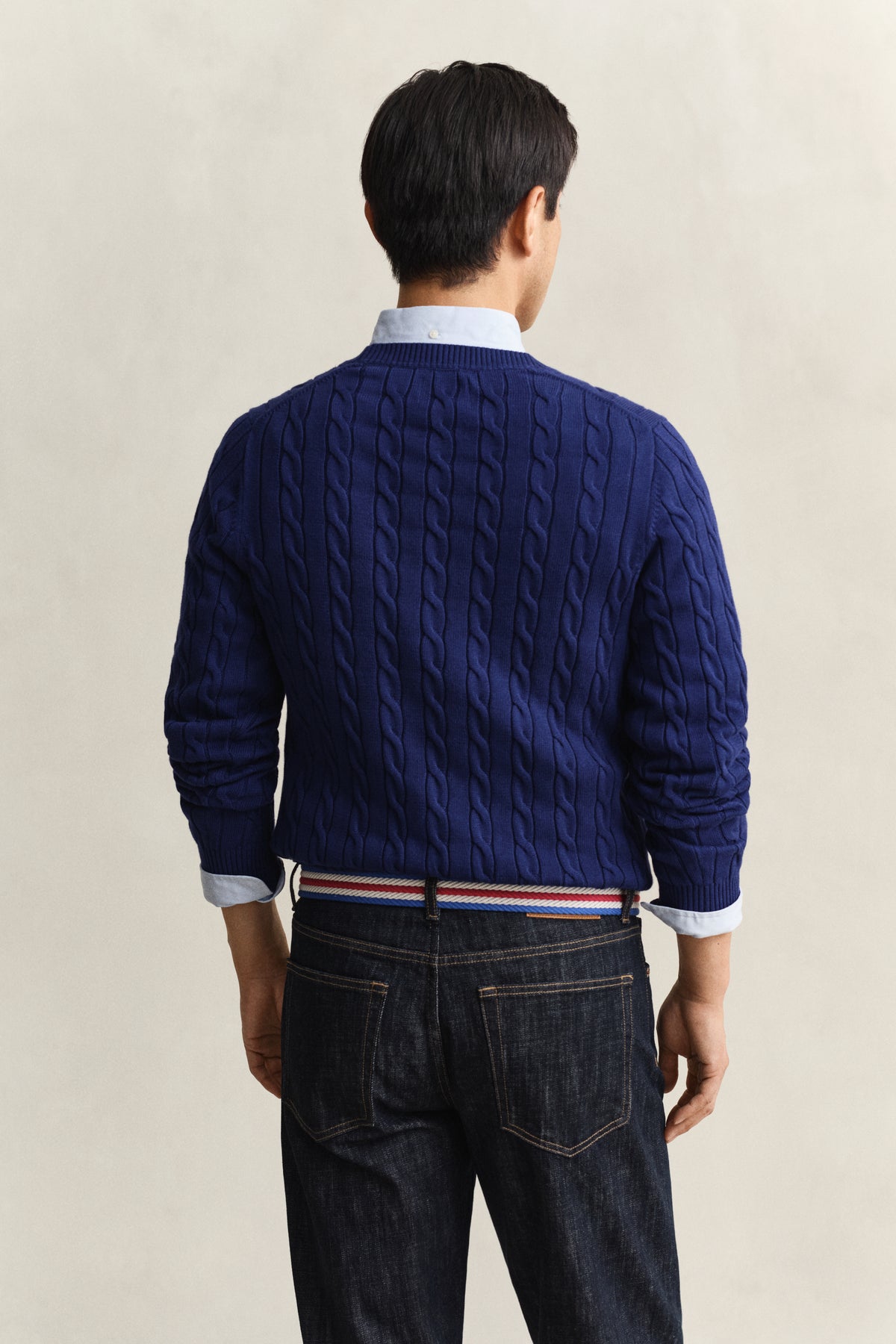 RICH NAVY, Classic Cable Knit Sweater, BACK-VIEW BY GANT AU.