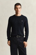 EVENING BLUE, Classic Cable Knit Sweater BY GANT AU.