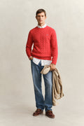 ROSE RED, COTTON CABLE C-NECK BY GANT AU.