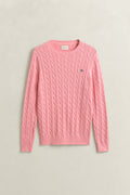 WASHED PINK, COTTON CABLE C-NECK, FLAT-LAY BY GANT AU.