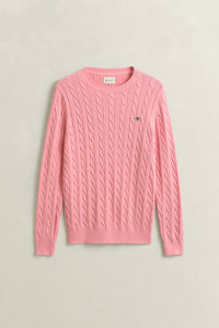 WASHED PINK, Classic Cable Knit Sweater, FLAT-LAY BY GANT AU.