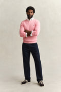 WASHED PINK, COTTON CABLE C-NECK BY GANT AU.