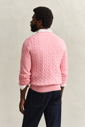 WASHED PINK, COTTON CABLE C-NECK, BACK-VIEW BY GANT AU.
