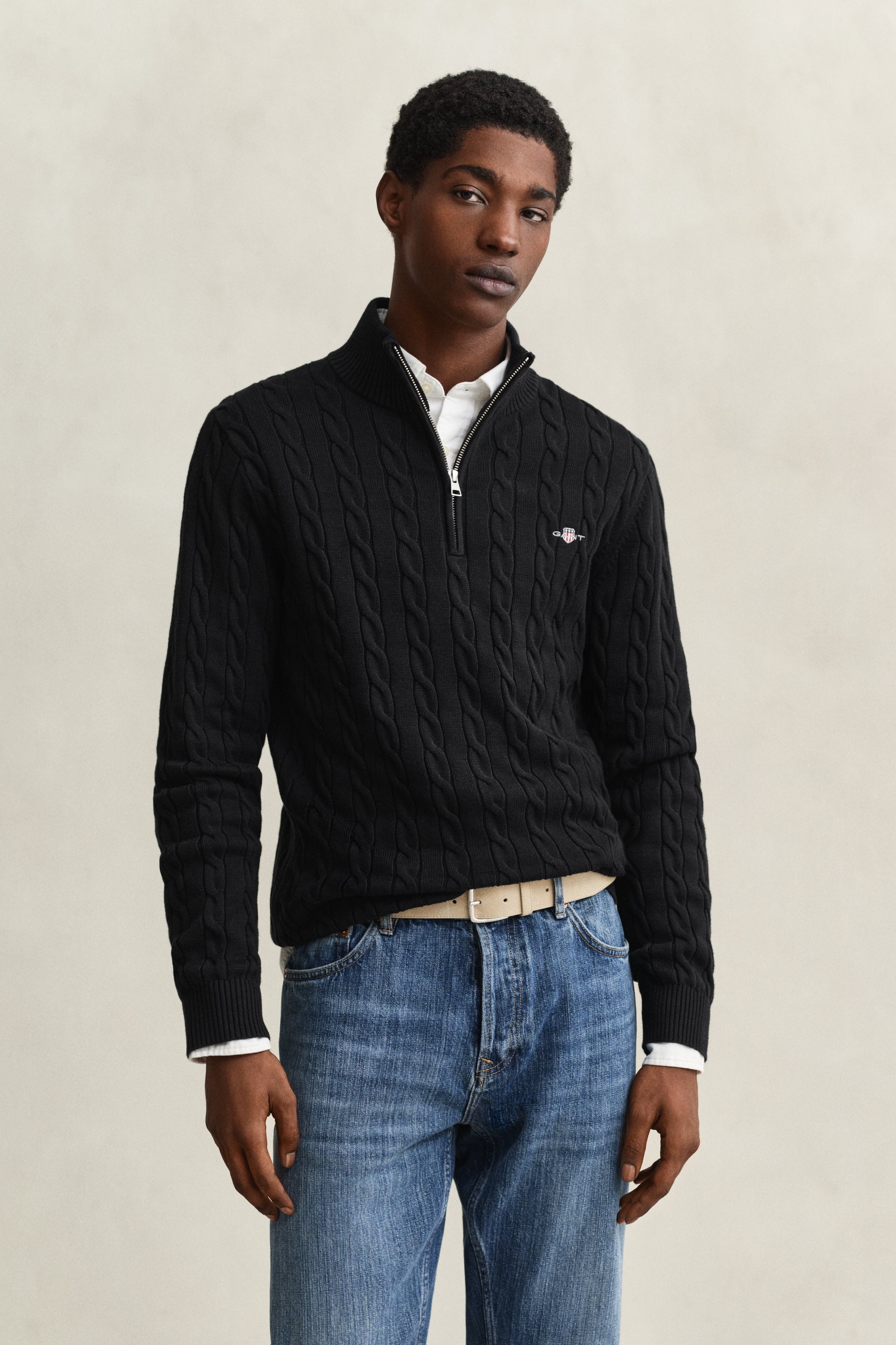 Cotton Cable Knit Half-Zip Sweater – GANT