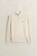 CREAM, Cable Knit Half-Zip Sweater, FRONT-VIEW BY GANT AU.