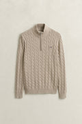 OAT MELANGE, COTTON CABLE HALF ZIP, FLAT-LAY BY GANT AU.
