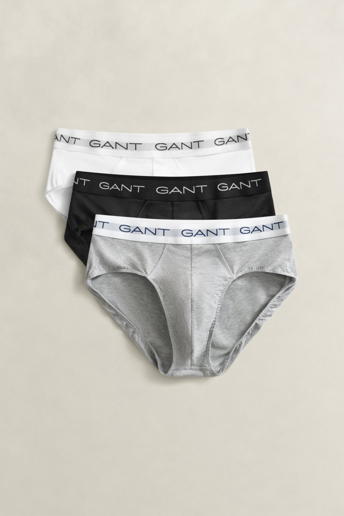 LIGHT GREY MELANGE, BRIEF 3-PACK, FRONT-VIEW BY GANT AU.