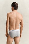 LIGHT GREY MELANGE, BRIEF 3-PACK, BACK-VIEW BY GANT AU.