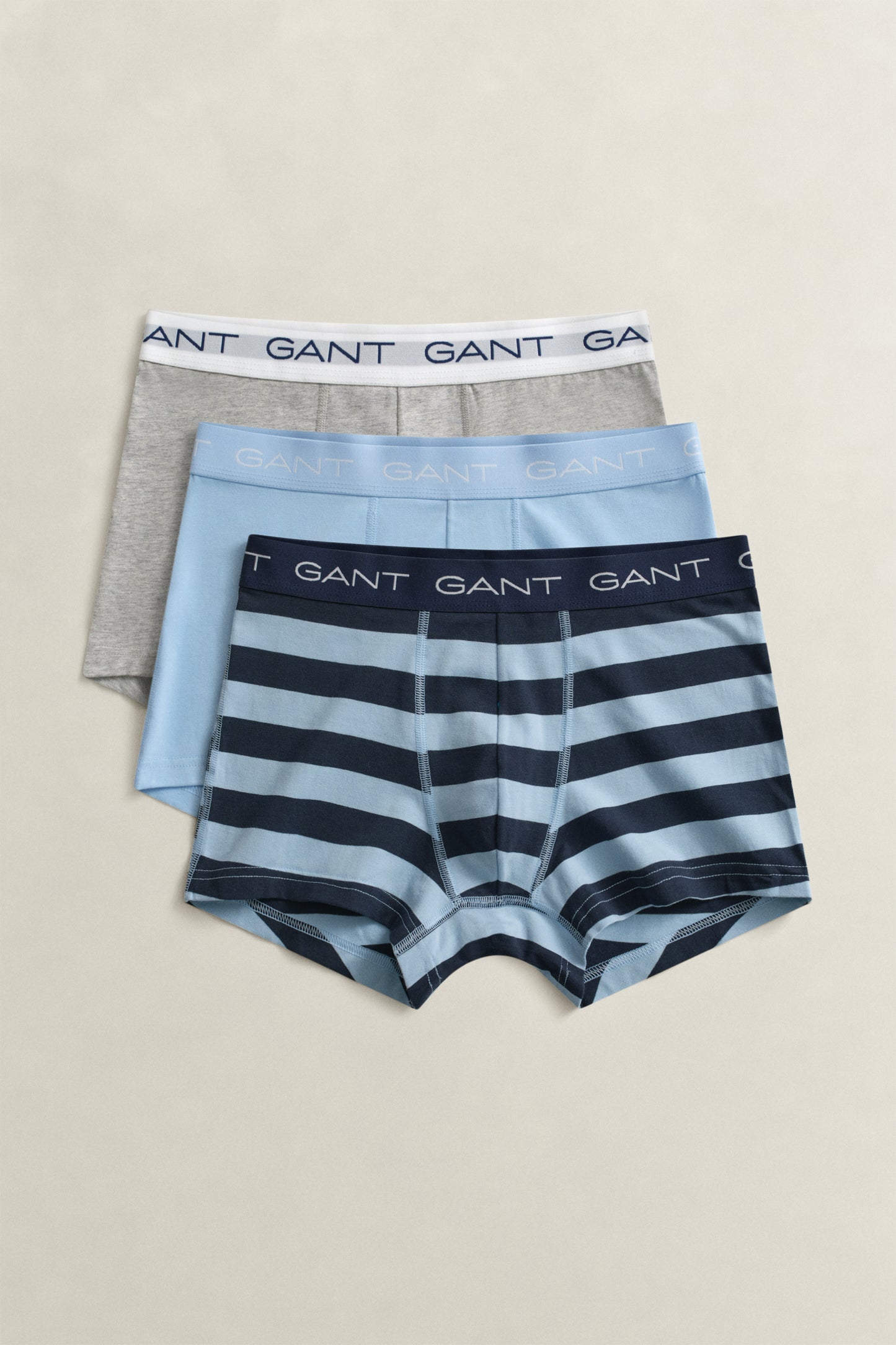 SKY BLUE, STRIPE TRUNK 3-PACK, FRONT-VIEW BY GANT AU.