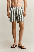 DRY HERB GREEN, BLOCK STRIPED SWIM SHORTS, CLOSE-UP BY GANT AU.