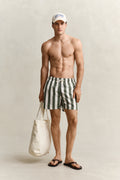 DRY HERB GREEN, BLOCK STRIPED SWIM SHORTS BY GANT AU.