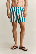 AQUA BLUE, BLOCK STRIPED SWIM SHORTS, CLOSE-UP BY GANT AU.