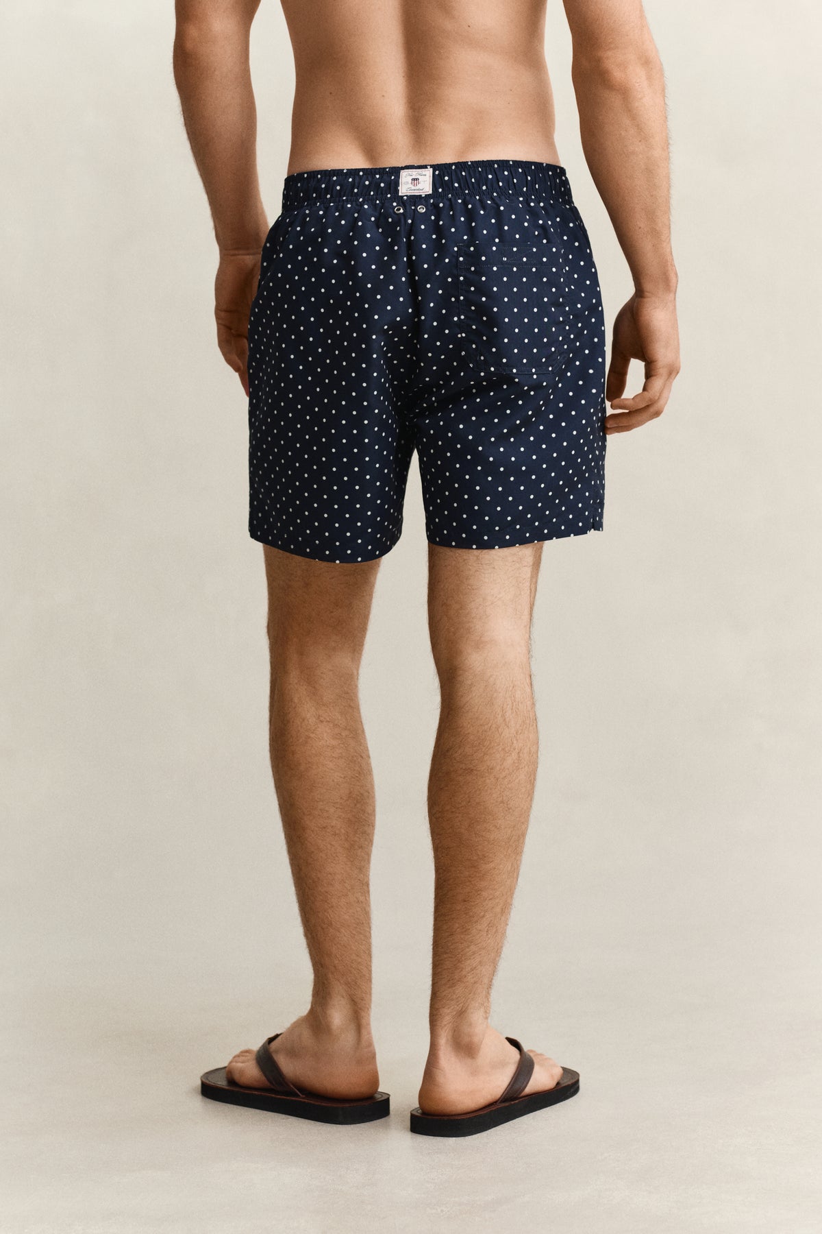 MARINE, DOT PRINT SWIM SHORTS, BACK-VIEW BY GANT AU.
