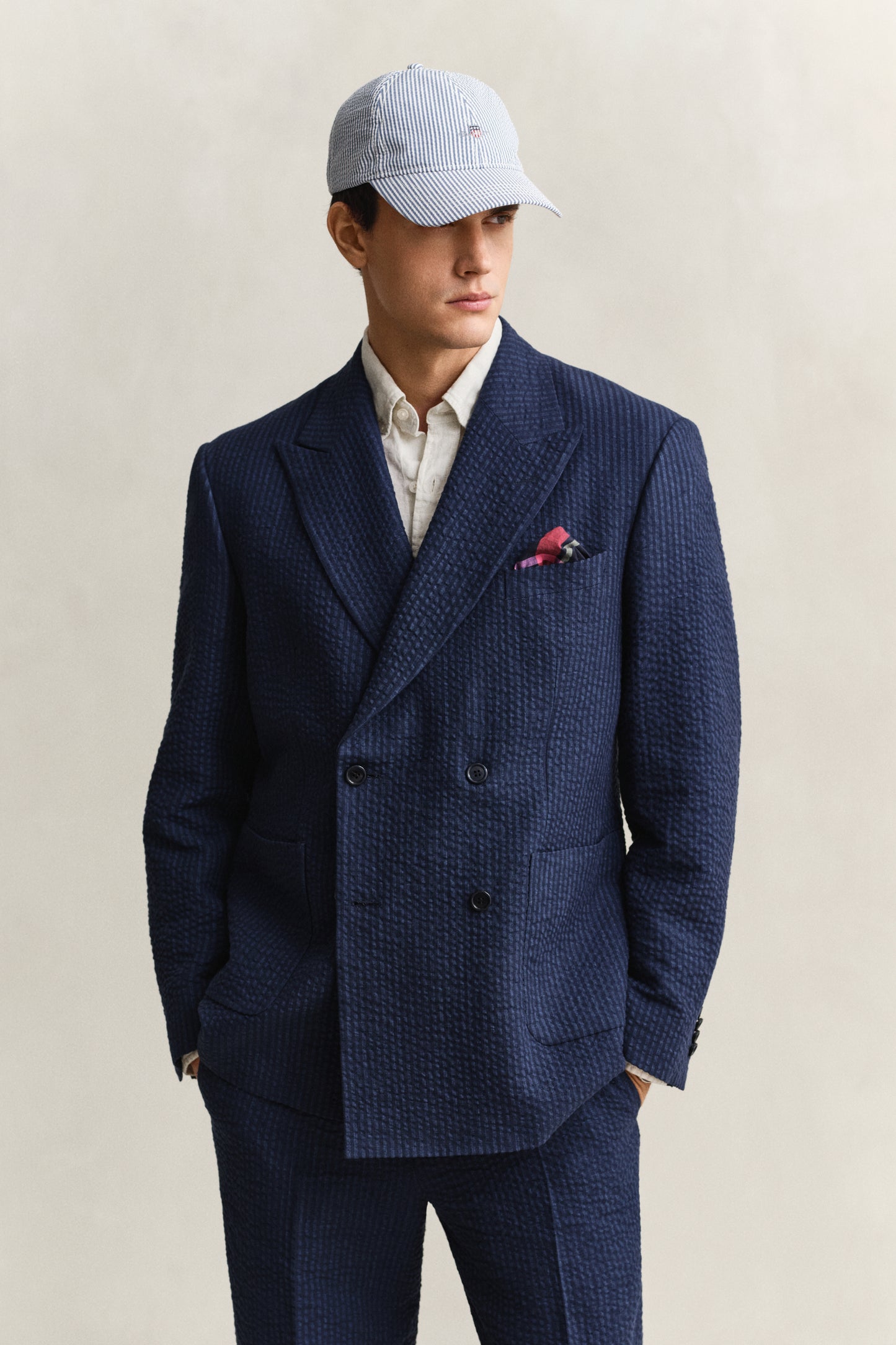 VINTAGE BLUE, SEERSUCKER CAP BY GANT AU.