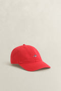 ROSE RED, SHIELD COTTON TWILL CAP, FRONT-VIEW BY GANT AU.