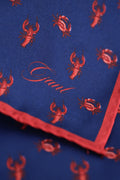 RICH NAVY, CRAB PRINT POCKET SQUARE, CLOSE-UP BY GANT AU.