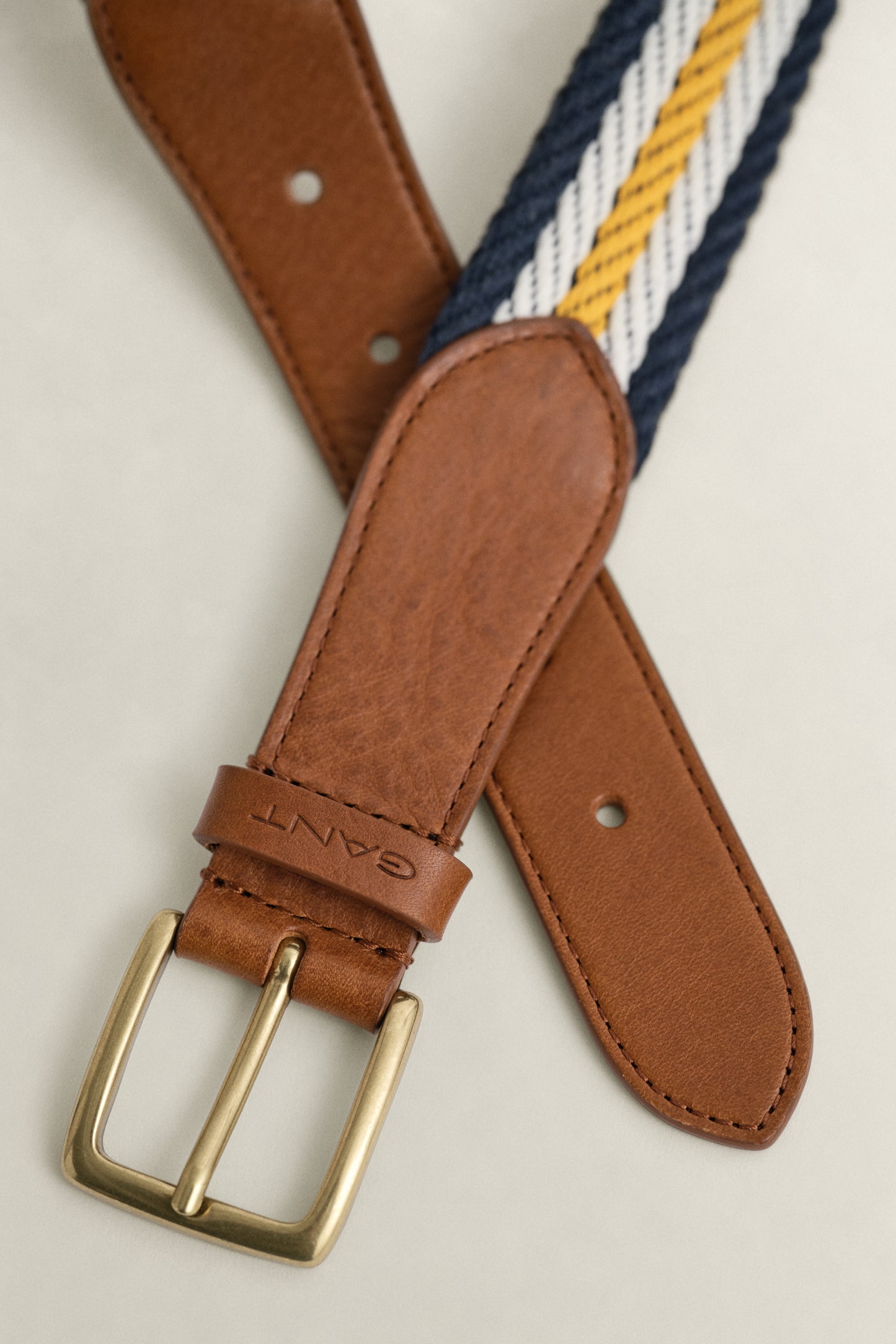 GOLD YELLOW, STRIPE WEBBING BELT, CLOSE-UP BY GANT AU.