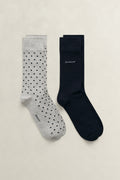 LIGHT GREY MELANGE, 2-Pack Mixed Socks BY GANT AU.